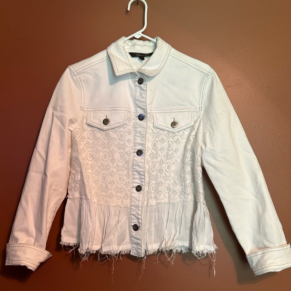 Baccini white jean jacket
